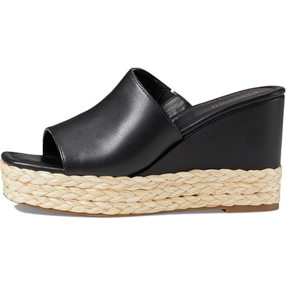 Kenneth Cole Reaction Womens Maria Mule Faux Leather Slide Sandals Black Size 9M